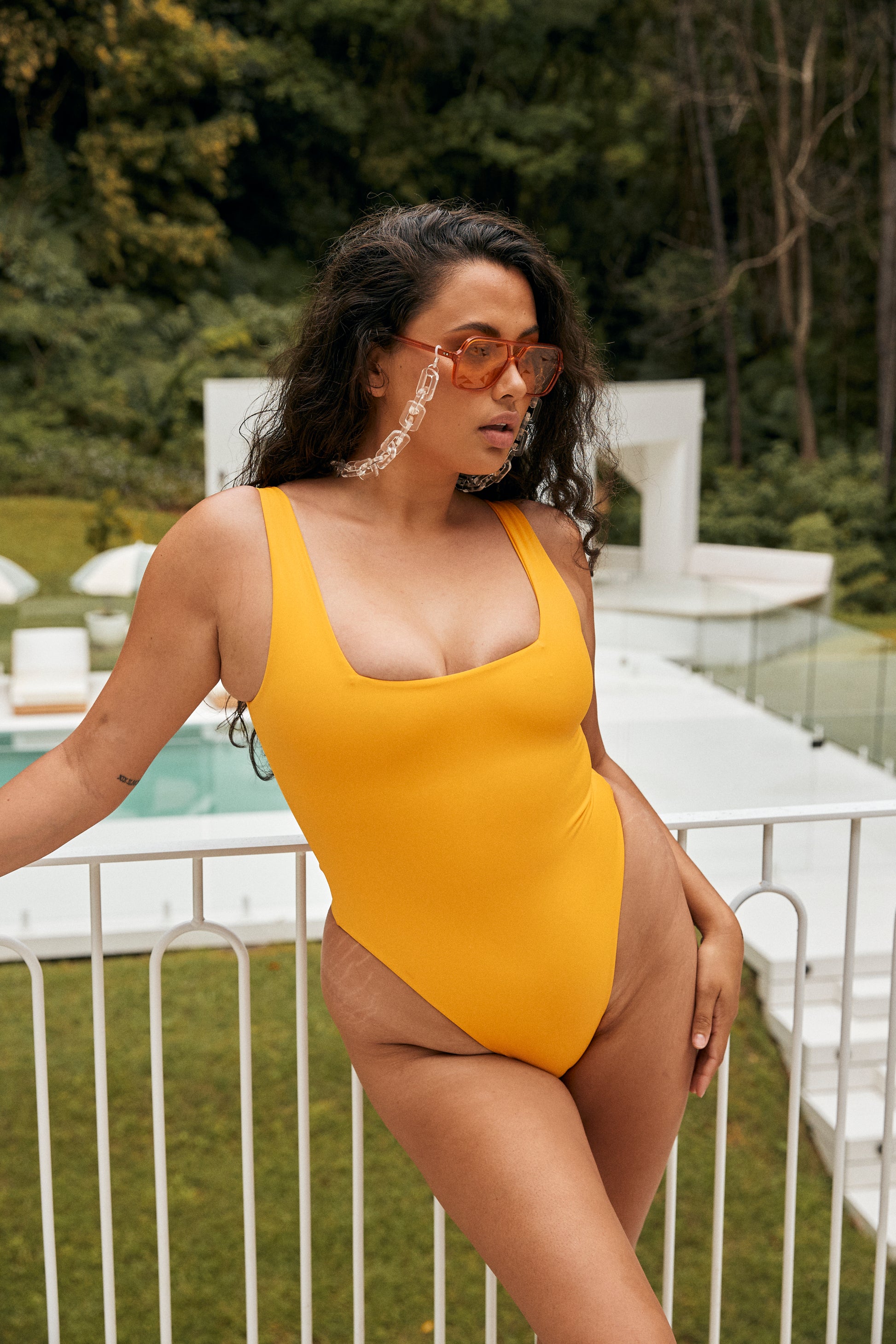 orange one piece swimsuit | onetwenty swim