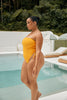 orange strapless one piece swimsuit | onetwenty swim